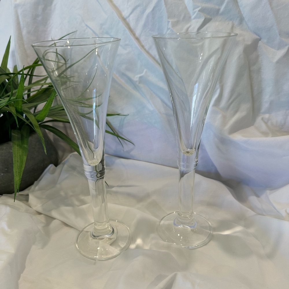 2 Thomas Fluted Crystal Champagne Glasses